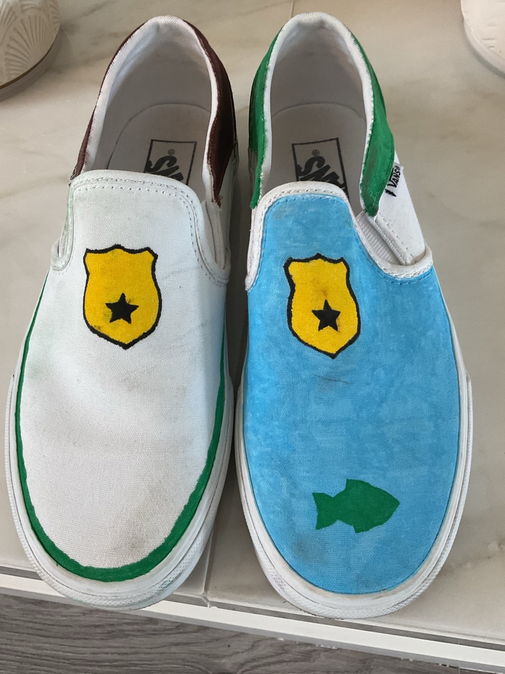 ****Custom Fun Canvas Vans ****Slip-On Sneakers with hand painted artwork .